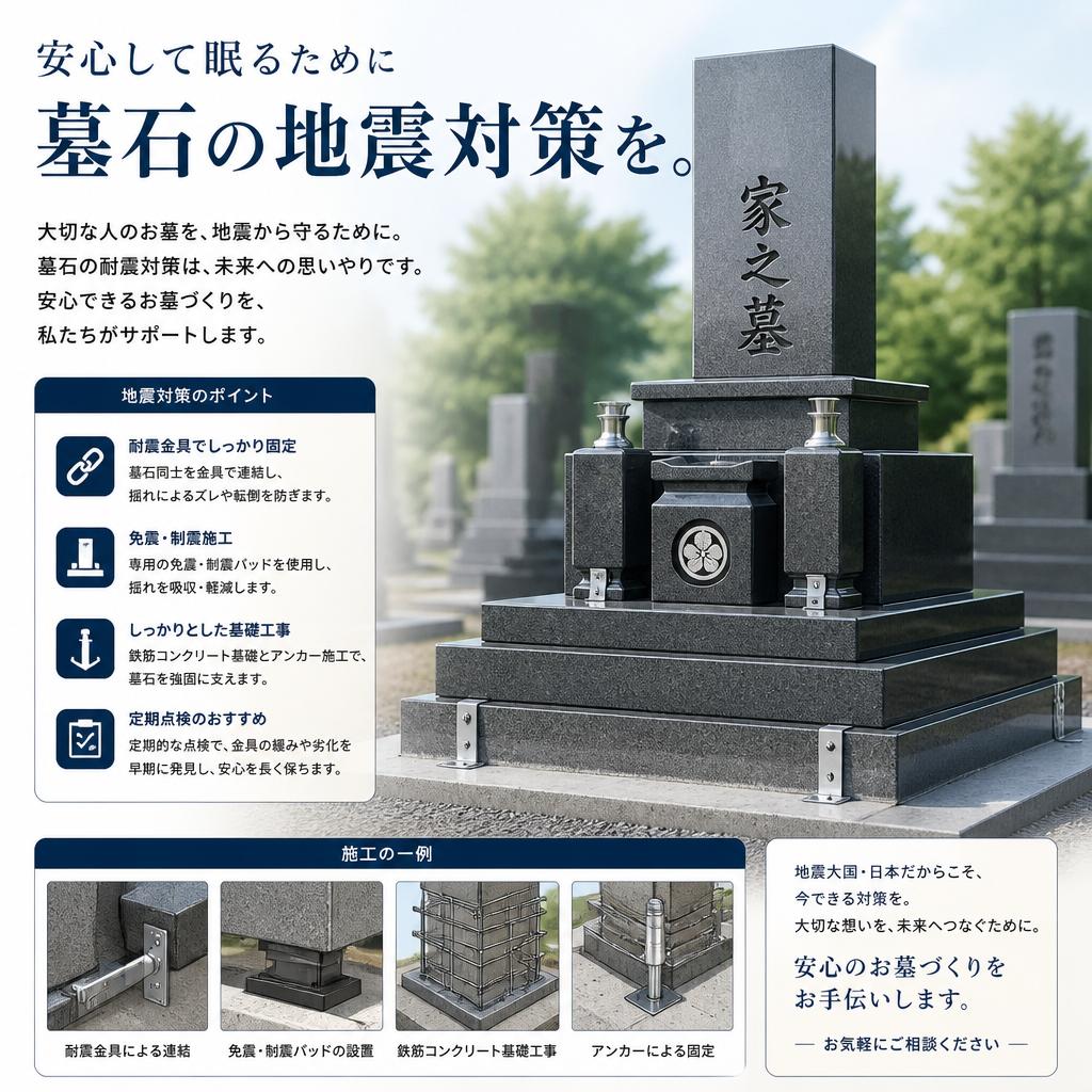 安心して眠るための墓石地震対策