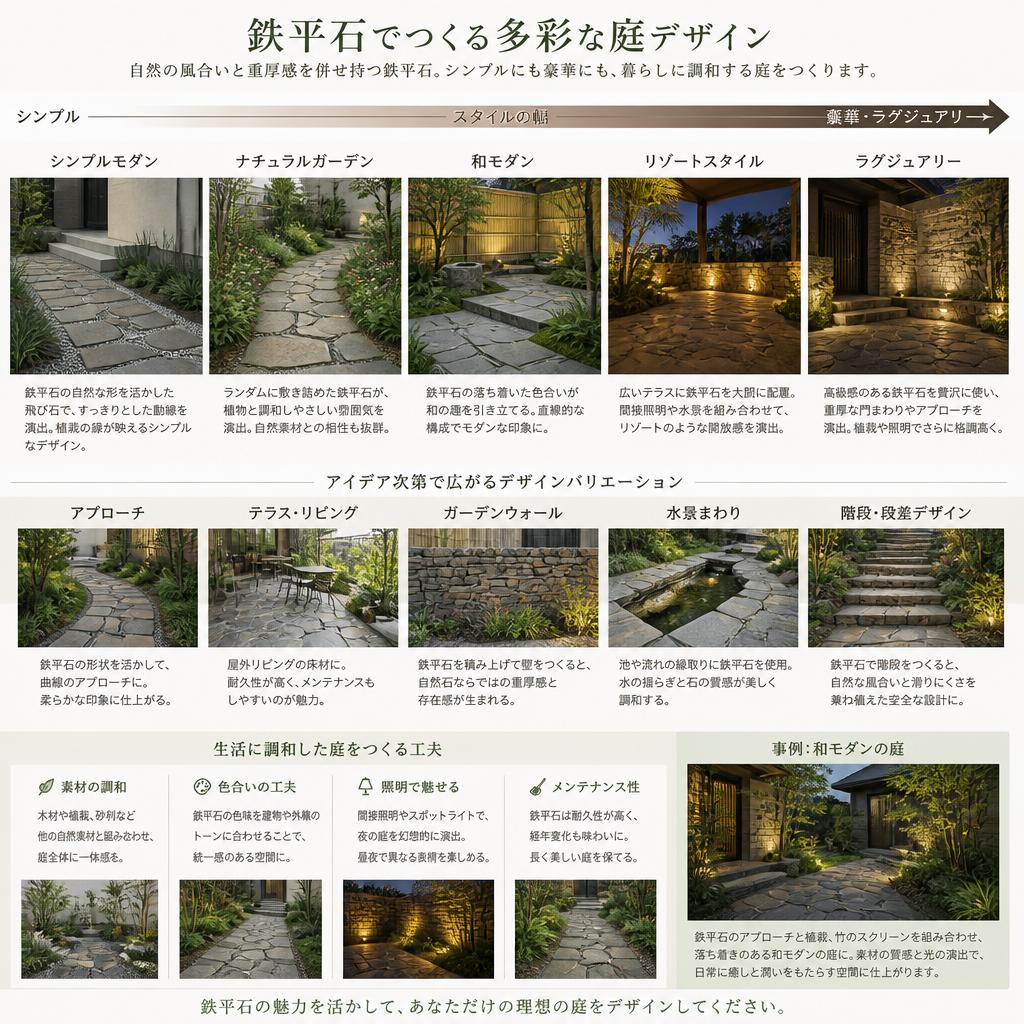 鉄平石を使ったお庭のデザイン例