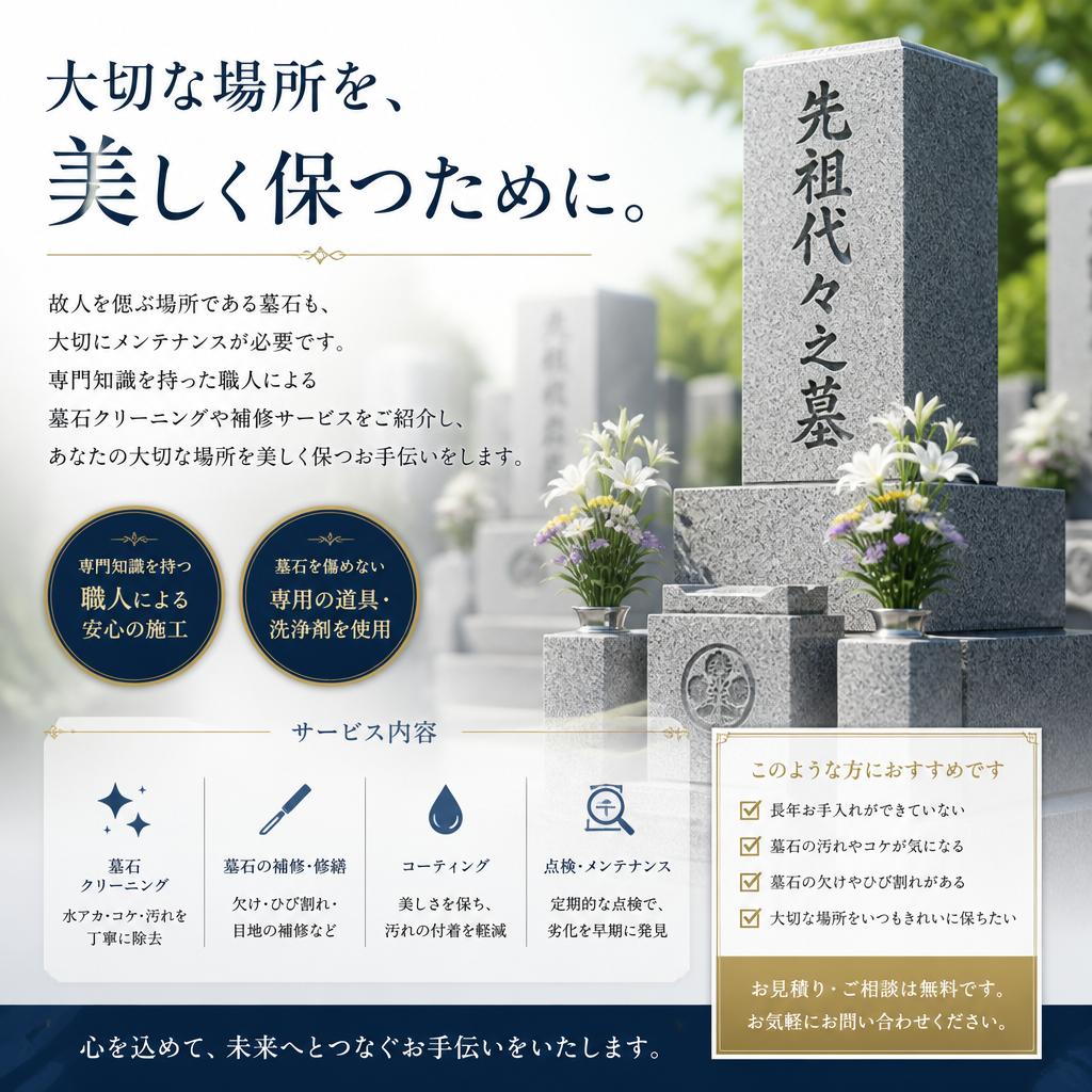 墓石メンテナンスで心を込めたお手入れ